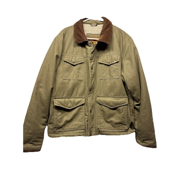 Wrangler Hero Mens Canvas Jacket Coat Medium Sherpa Lined Utility Chore Corduroy - Picture 1 of 6